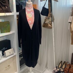 Gap Black Extra Fine Wool Blend Midi Button Down Cardigan M